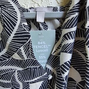 H&M Black and White Leaf Print Tencel Dress